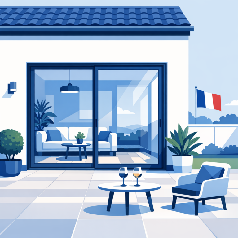 Baie vitrée coulissante aluminium ouvrant sur terrasse — comparaison avec porte-fenêtre en rénovation 2026