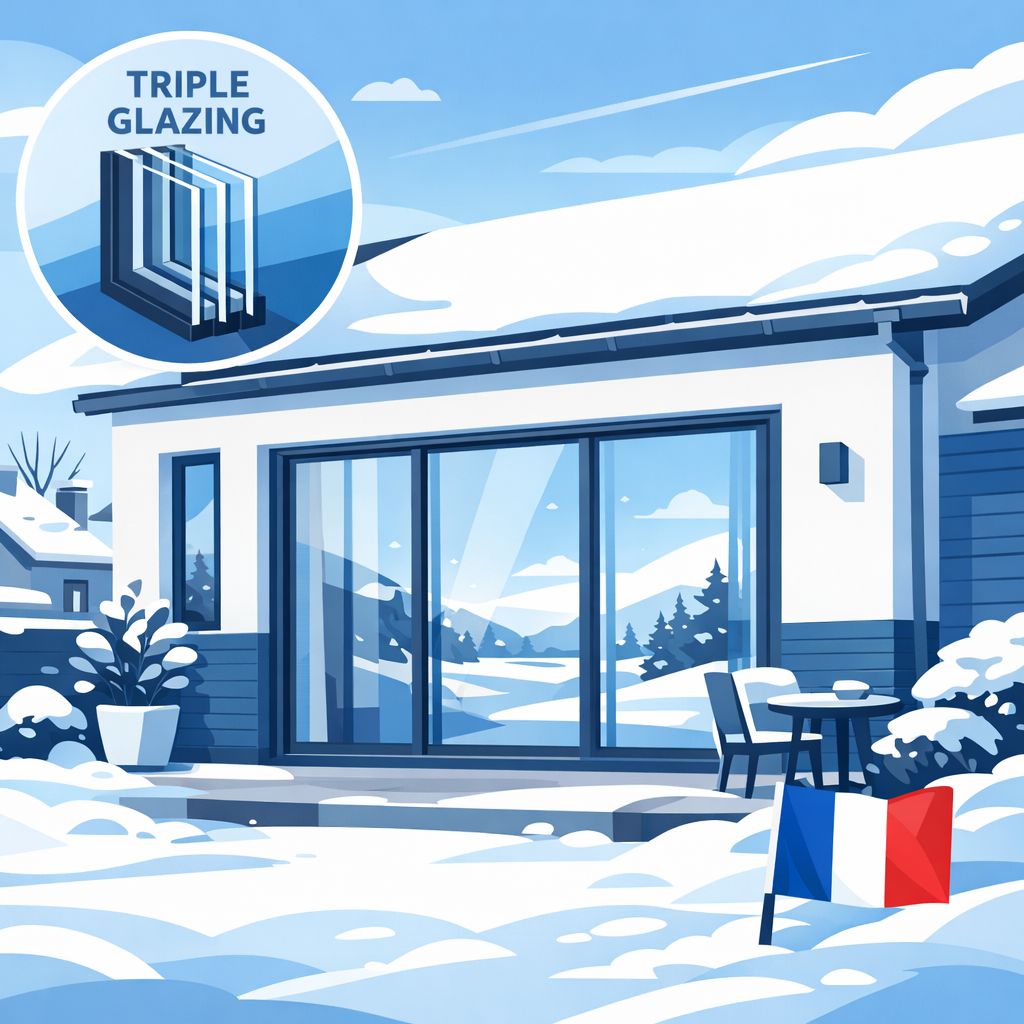 Fenêtre triple vitrage sur maison rénovée — isolation thermique 2026